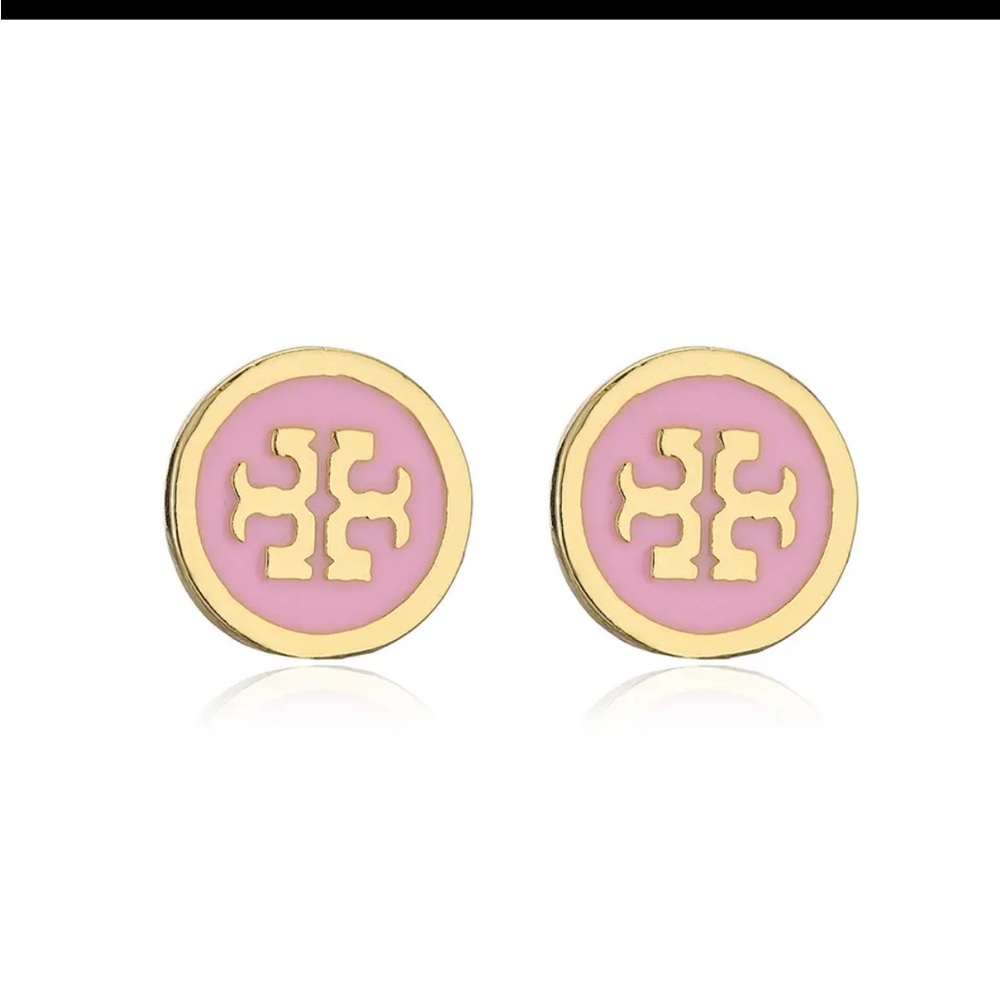 Baby pink Tory Burch logo earring studs - Picture 1 of 1